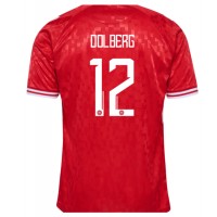 Camiseta Dinamarca Kasper Dolberg #12 Primera Equipación Eurocopa 2024 manga corta